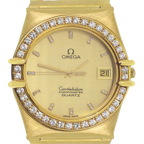 omega constellation diamond mens|Omega Constellation men's quartz watch.